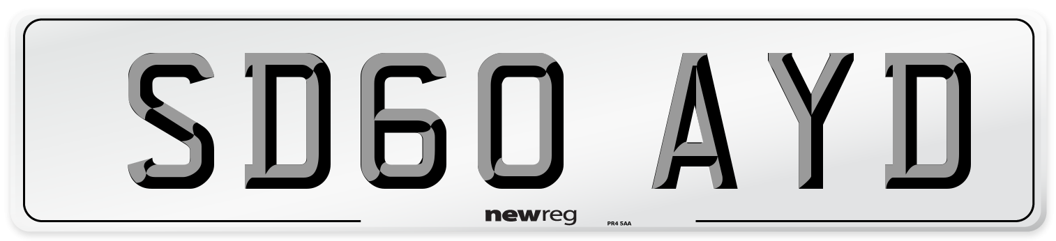 SD60 AYD Number Plate from New Reg